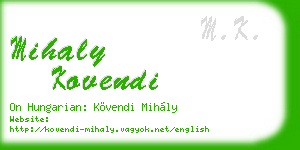 mihaly kovendi business card